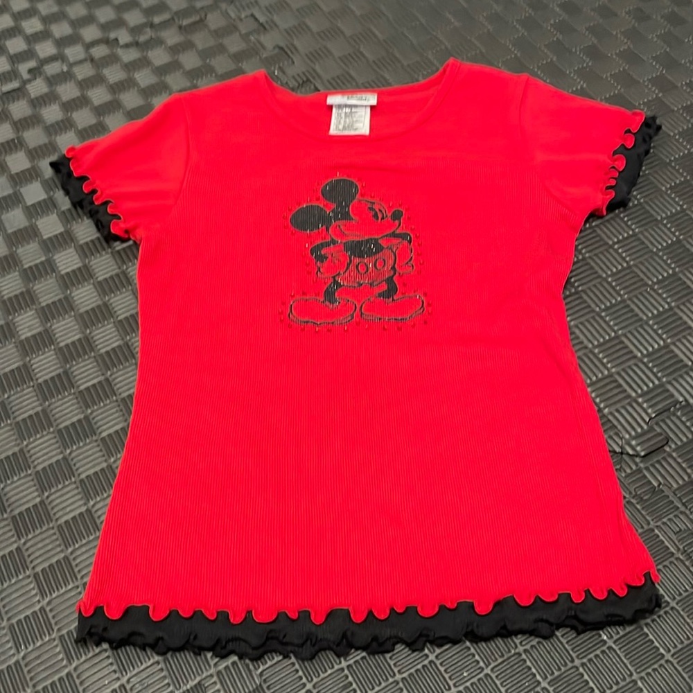 Red Disneyland resort mickey mouse short sleeve shirt size girls XL 14-16
